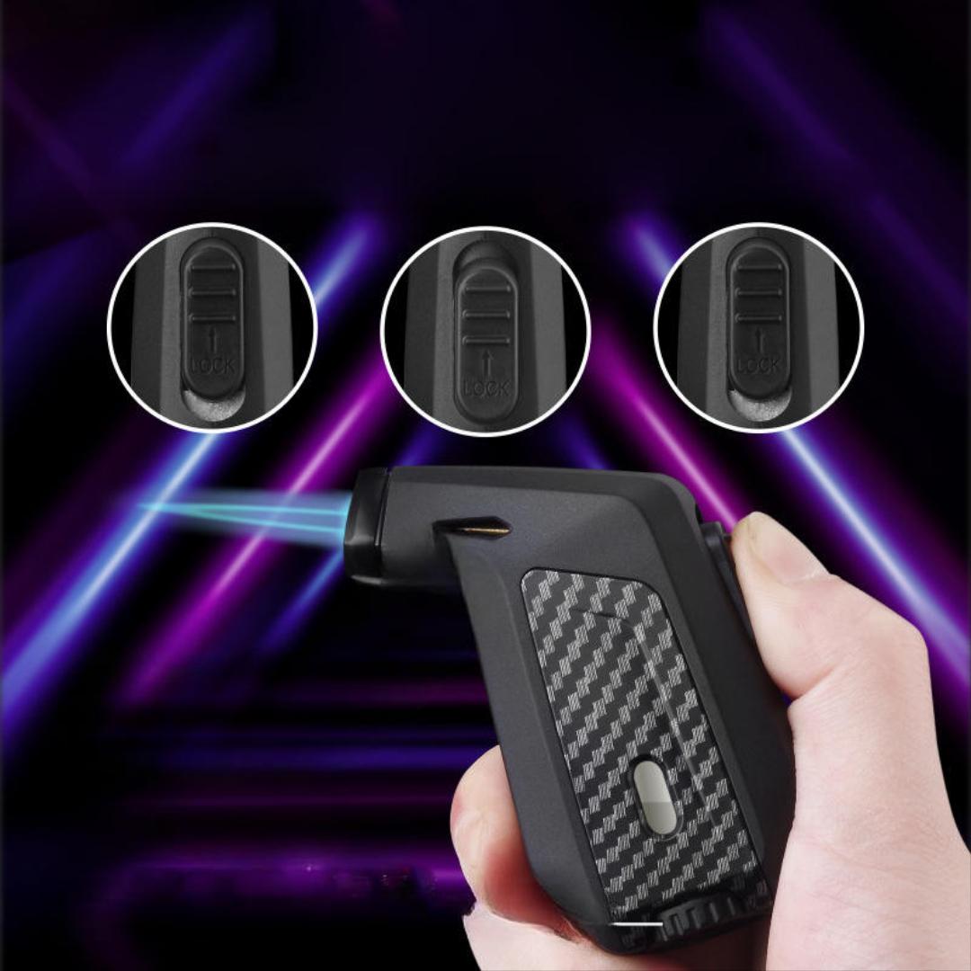 Lighter Turbo Torch Blue Flame Jet Single Transparent Gas Tank