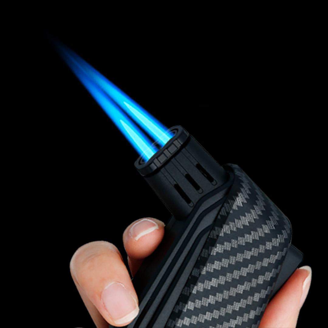 Lighter Dual Turbo Torch Blue Flame Jet Large Capacity Outdoor Windproof Butane Gas